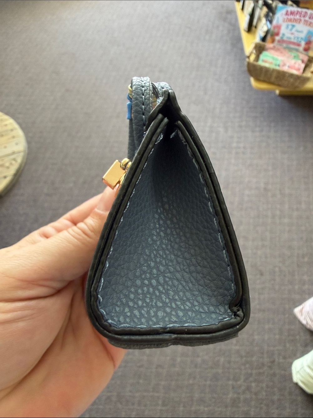 Mini Blue Graphic Leather Top-Handle Bag - Picture 2 of 3